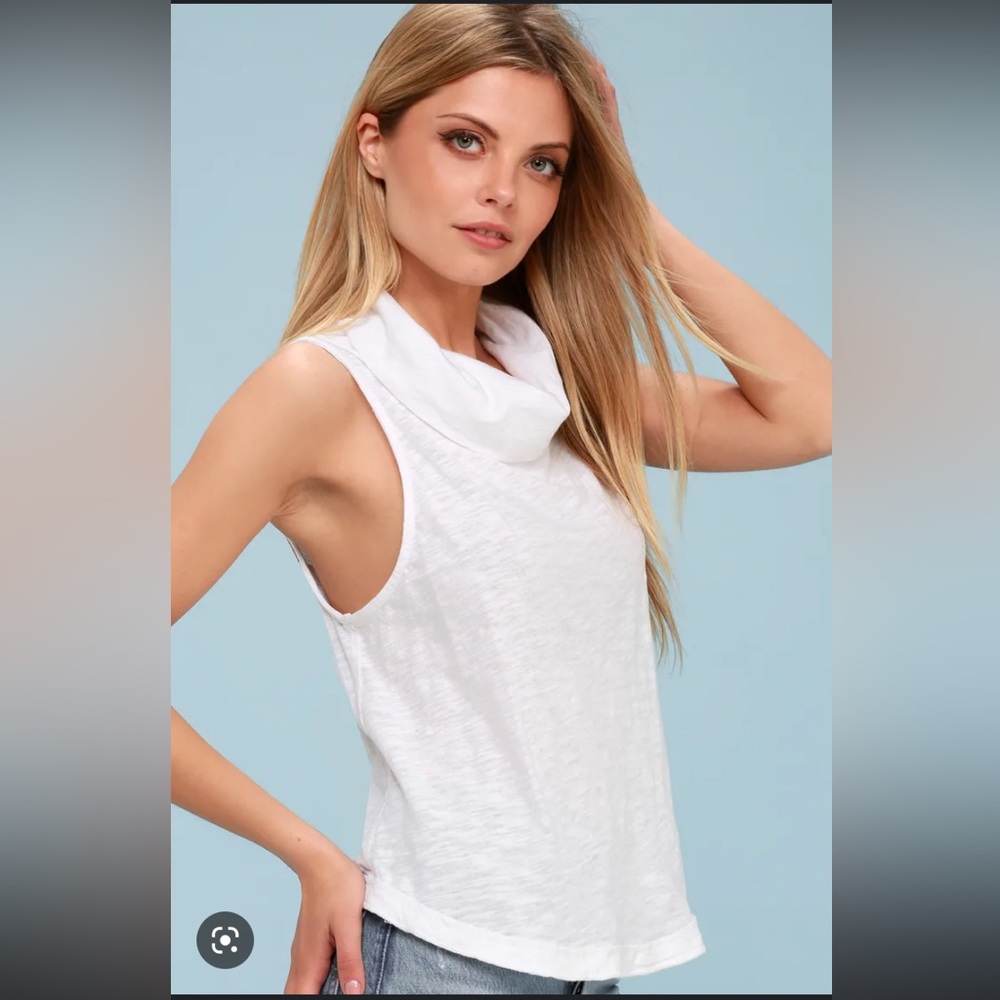 Free People We the Free Summer Thing White Sleeveless Turtleneck Top